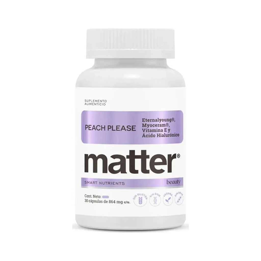 Matter Peach Please | Vitamina E y Ácido Hialurónico | 30 Cápsulas | Cuidado de la Piel | Suplemento Alimenticio