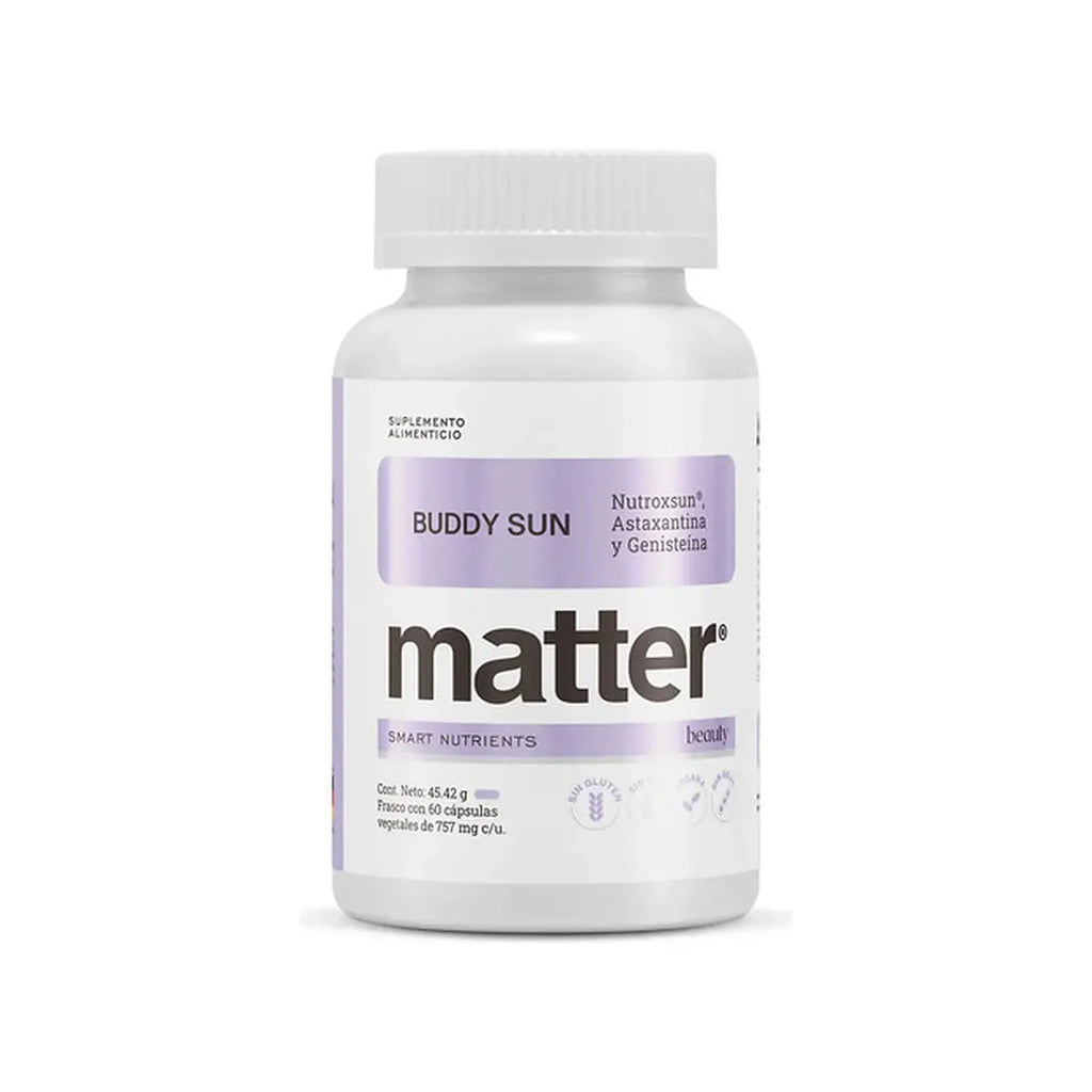 Matter Buddy Sun | NutroxSun®, Astaxantina y Genisteína | 60 Cápsulas | Antioxidantes para la Piel | Suplemento Alimenticio