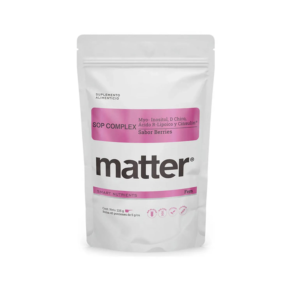 Matter SOP Complex | Myo-Inositol y Ácido R-Lipoico | 225 g | Bienestar Metabólico | Suplemento Alimenticio