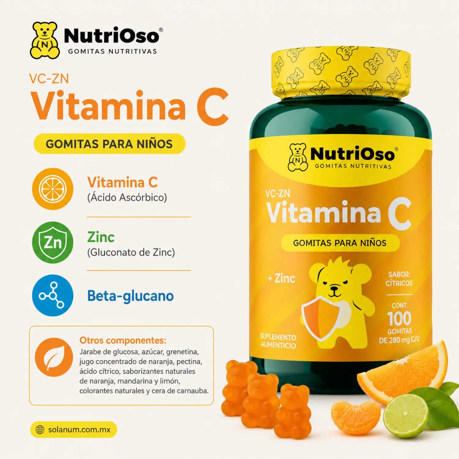 Solanum Nutrioso Gomitas para Niños a base de Vitamina C + Zinc 100 gomitas