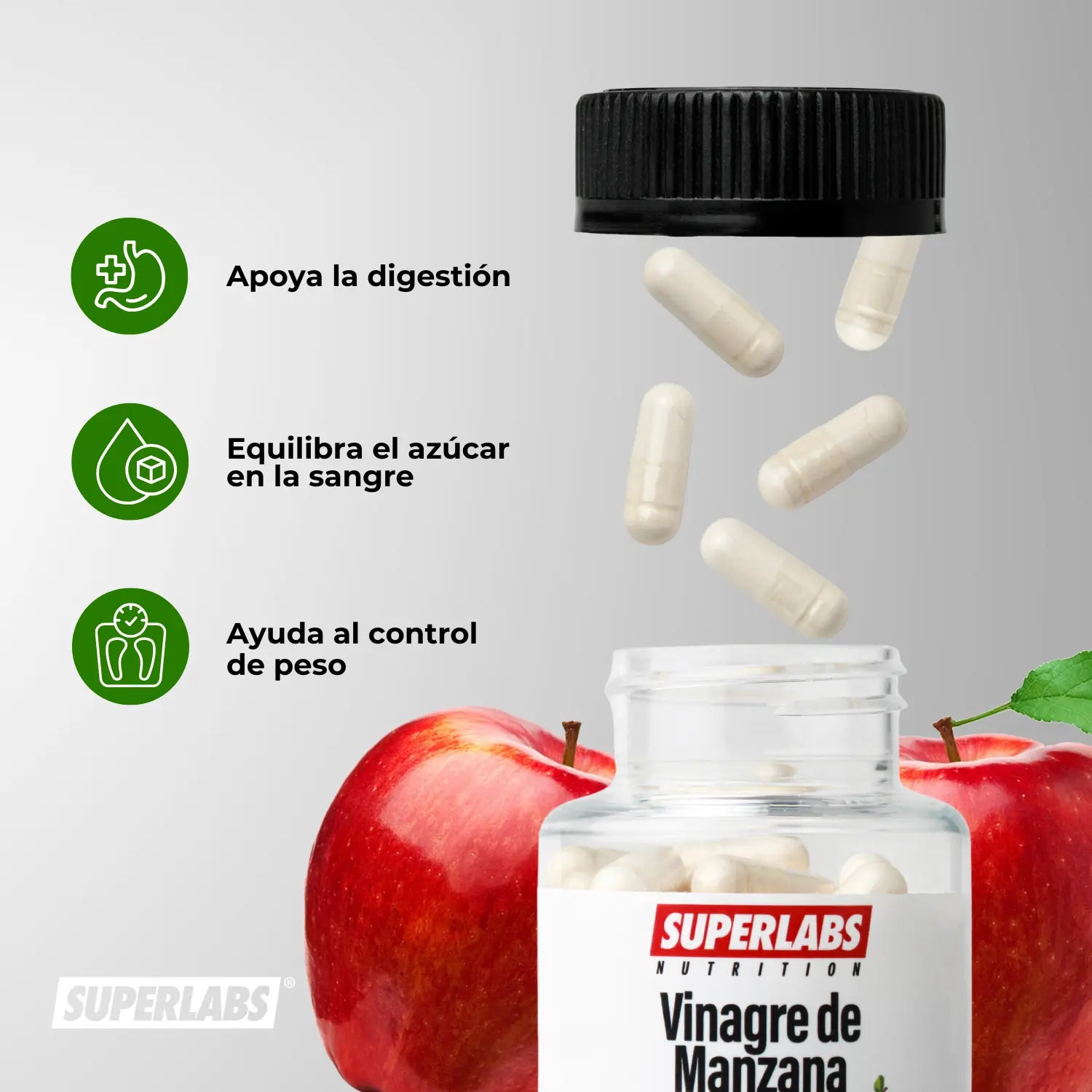 Superlabs Nutrition Vinagre De Manzana 500mg 100 Caps Sfn