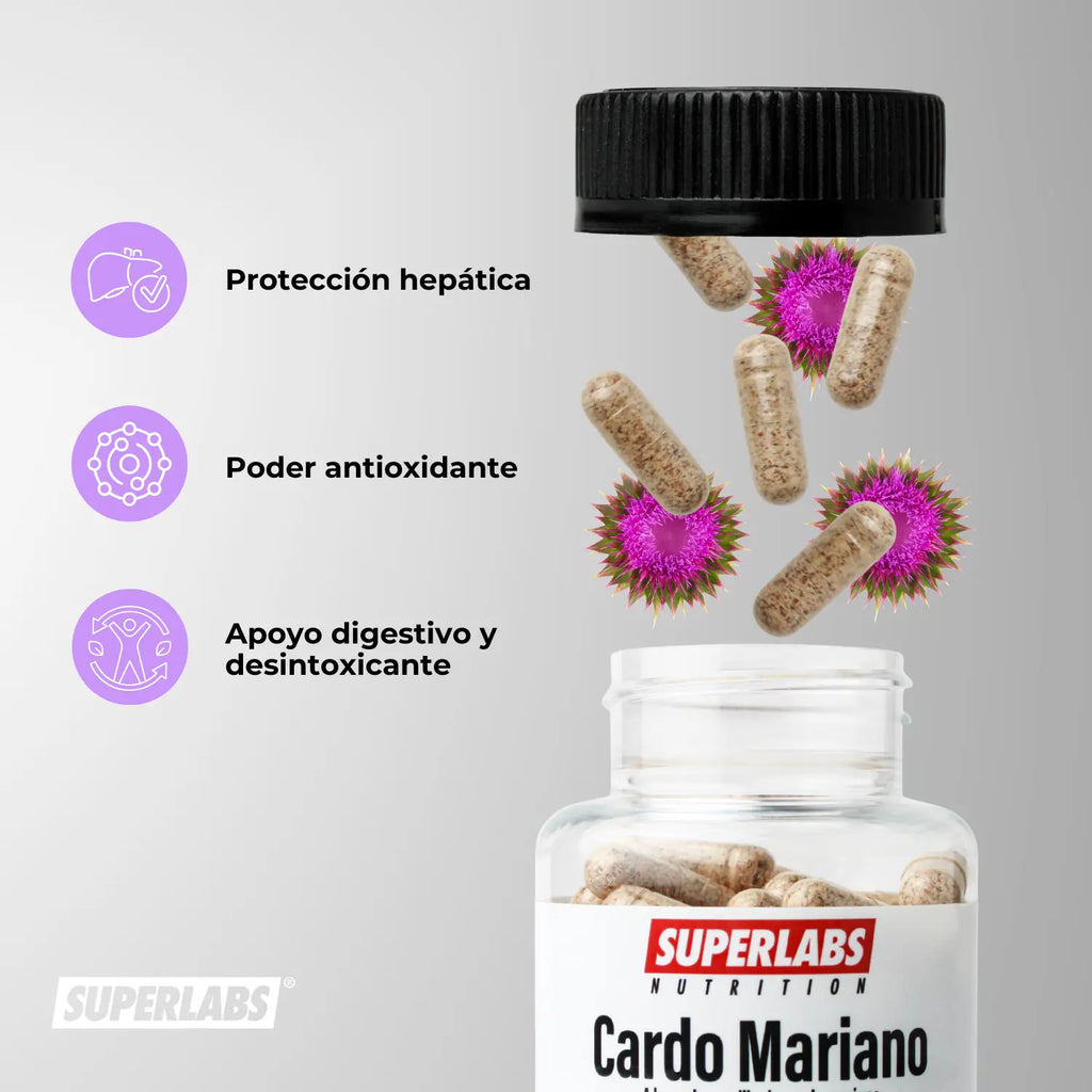 Superlabs Nutrition Cardo Mariano 500 mg - 100 caps | Semilla de Cardo Mariano 100% Pura | Antioxidante natural | Fórmula limpia sin aditivos | Suplemento alimenticio