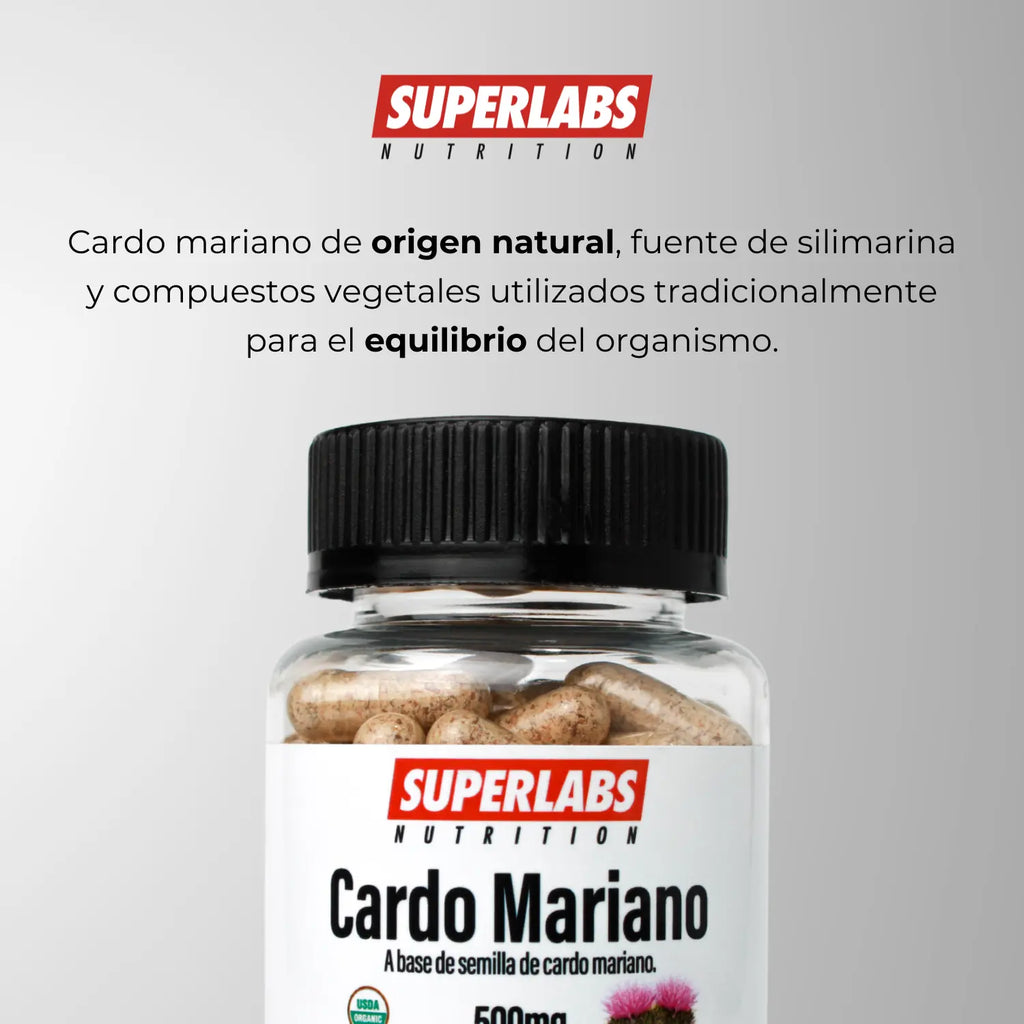 Superlabs Nutrition Cardo Mariano 500 mg - 100 caps | Semilla de Cardo Mariano 100% Pura | Antioxidante natural | Fórmula limpia sin aditivos | Suplemento alimenticio