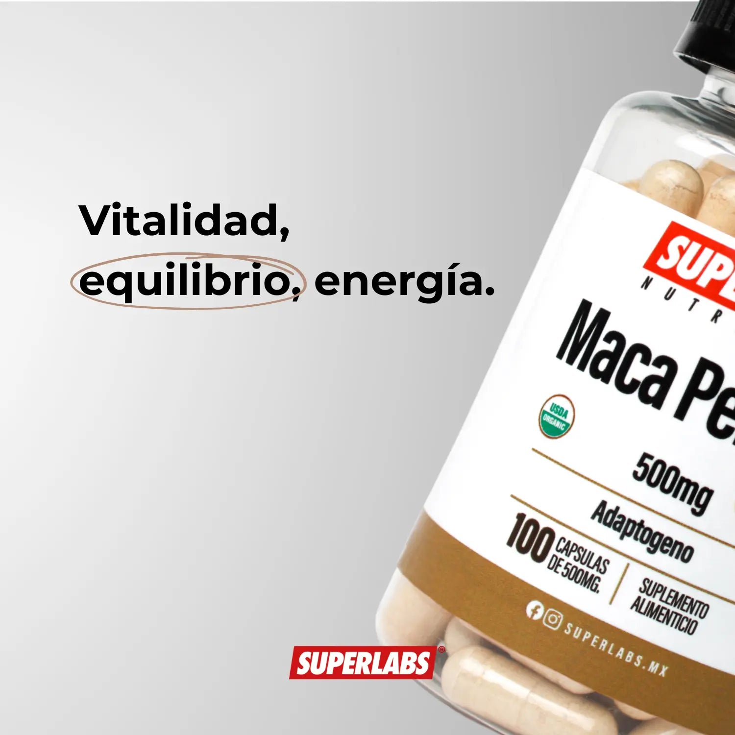 Superlabs Nutrition Maca Peruana 500mg 100 Capsulas Sfn