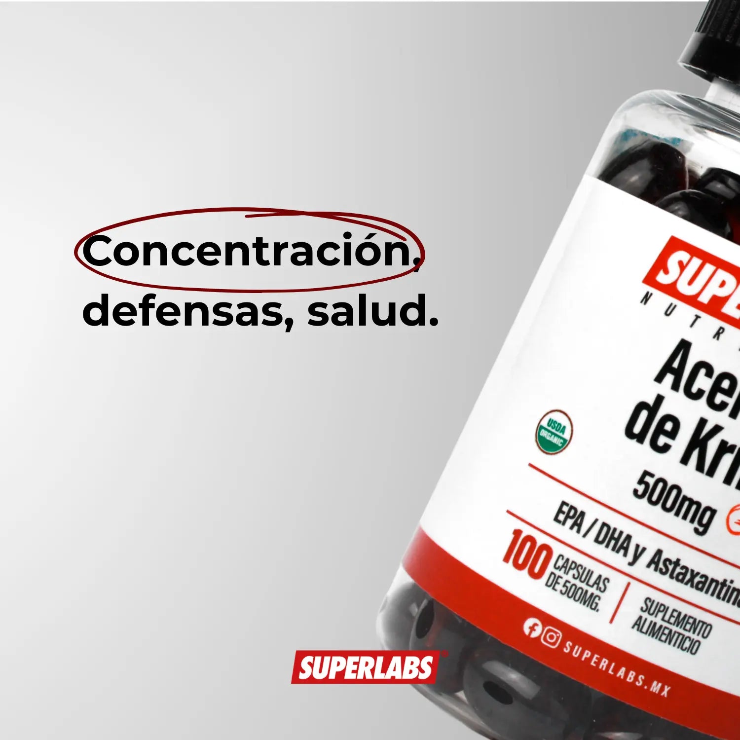Superlabs Nutrition Aceite De Krill 500mg 100 Capsulas Sfn
