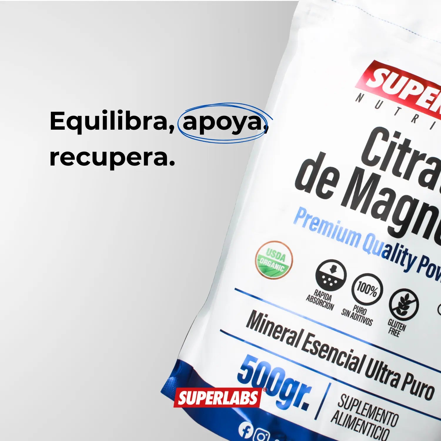 Superlabs Nutrition CITRATO DE MAGNESIO EN POLVO 500 gr