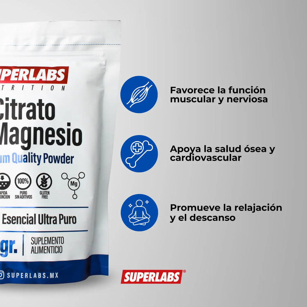 Superlabs Nutrition CITRATO DE MAGNESIO EN POLVO 500 gr
