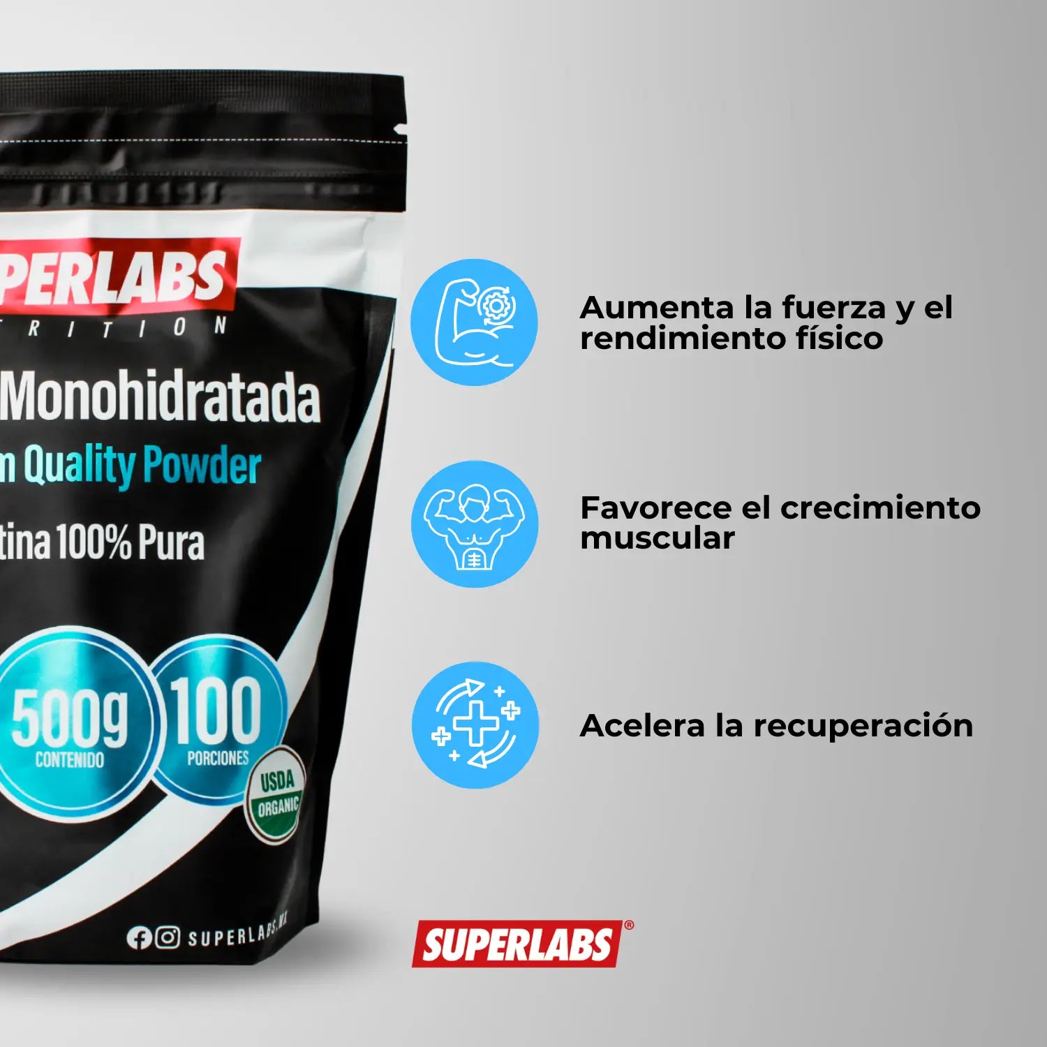 Superlabs Nutrition CREATINA 500 GRAMOS