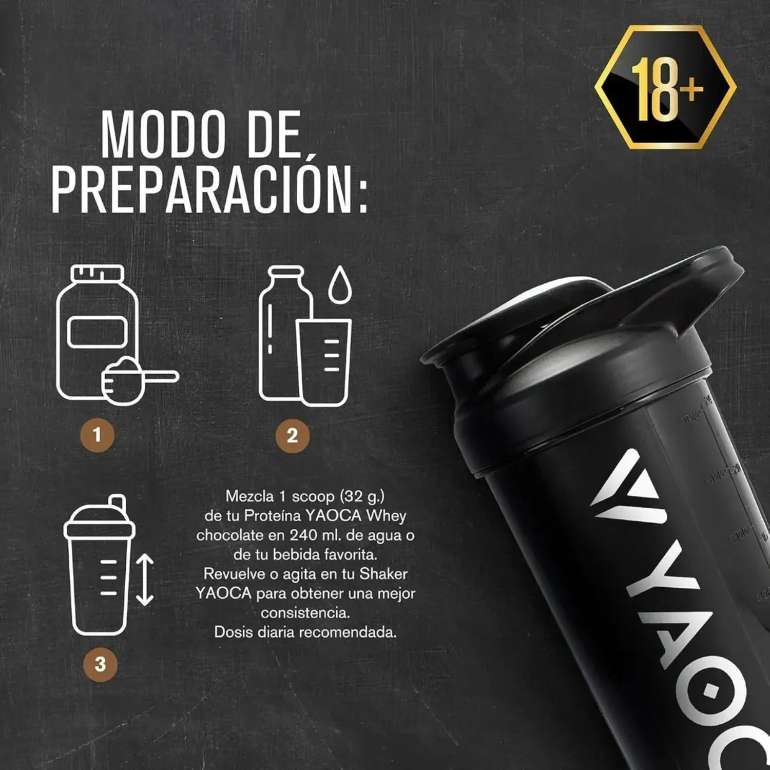 YAOCA Proteína Whey Polvo Chocolate 4.5lb