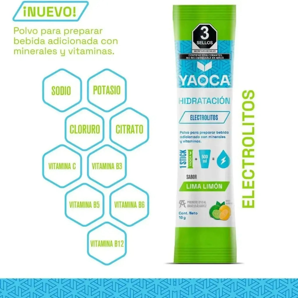 YAOCA Hidratación polvo Lima Limón 30 pack de 16g