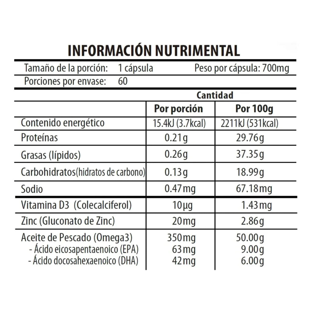 Naturagel Zinc Con Vitamina D3 Y Omega 3 60 Capsulas de 700mg