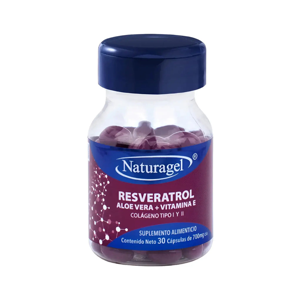 Naturagel Resveratrol Con Aloe Vera + Vitamina E + Colageno tipo I & II Con 30 Capsulas
