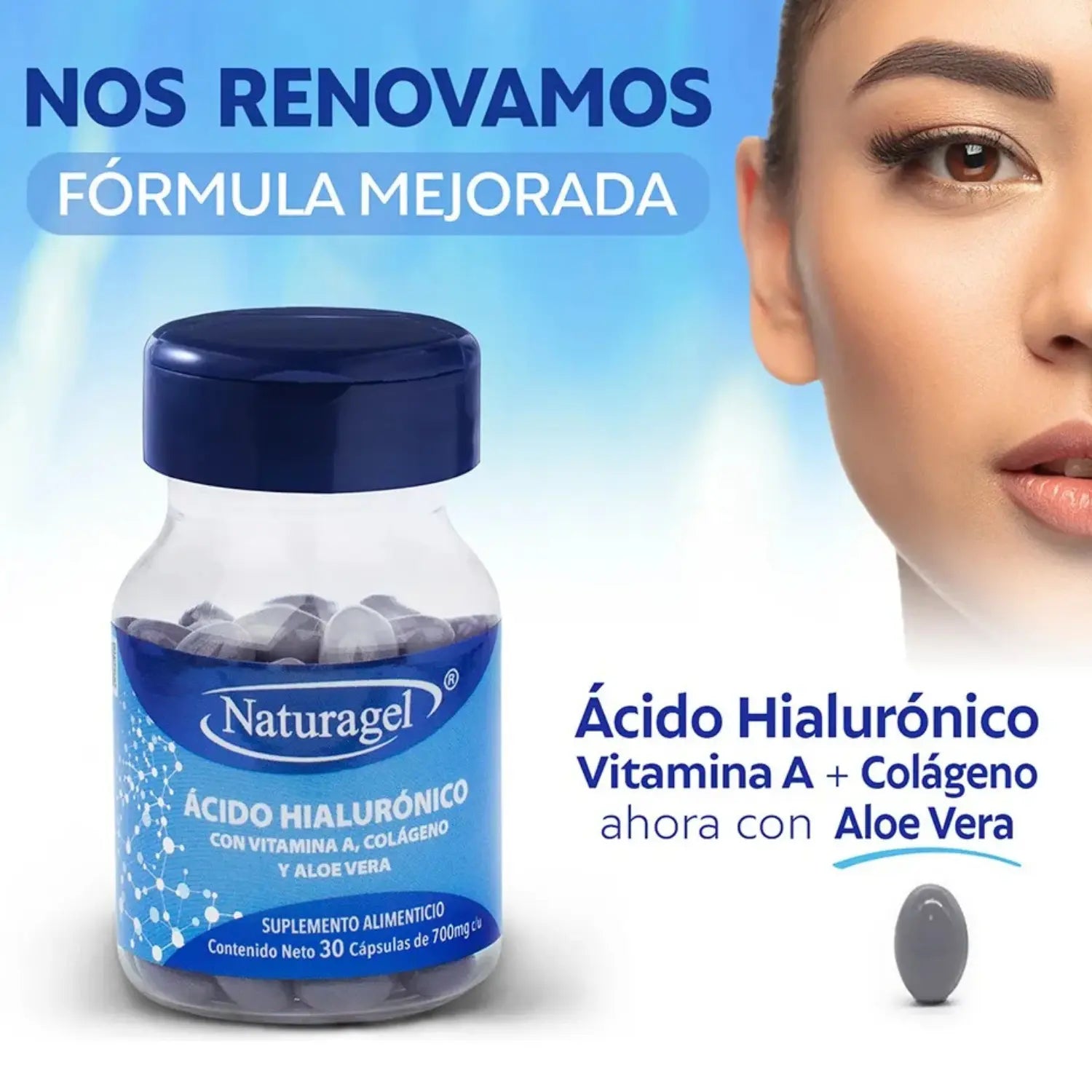 Naturagel Acido Hialuronico ,Vitamina A, colageno y Aloe Vera