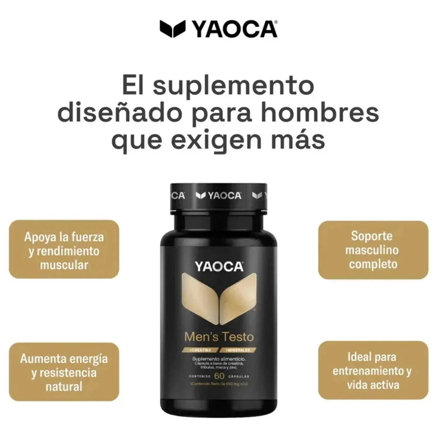 YAOCA Men's Testo Capsulas 60 caps