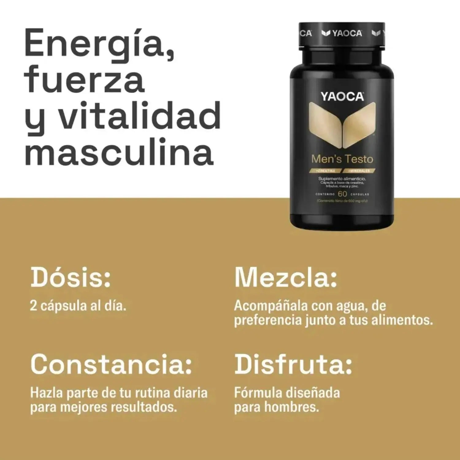 YAOCA Men's Testo Capsulas 60 caps