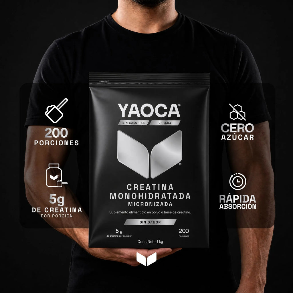 Creatina Monohidratada Micronizada En Polvo Alta Pureza  I Yaoca I 1 Kg I 200 Servicios I Sin Sabor I Sin Azúcar
