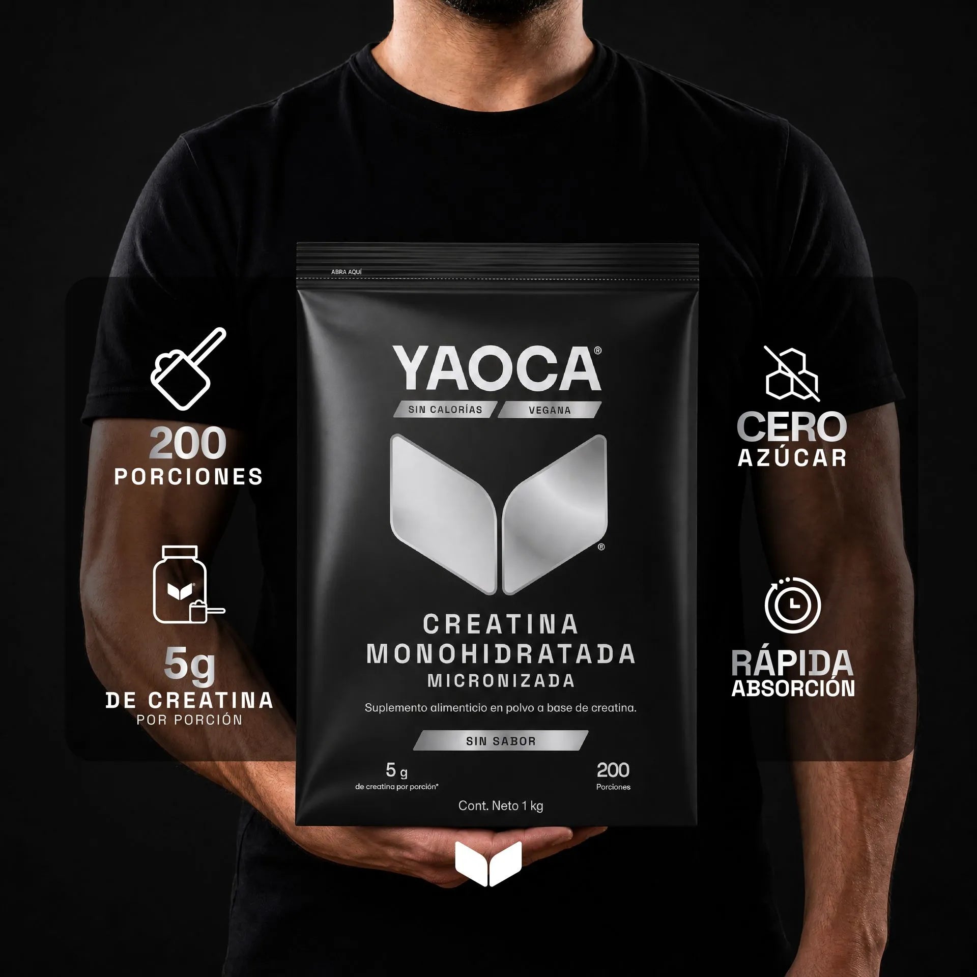 Creatina Monohidratada Micronizada En Polvo Alta Pureza  I Yaoca I 1 Kg I 200 Servicios I Sin Sabor I Sin Azúcar