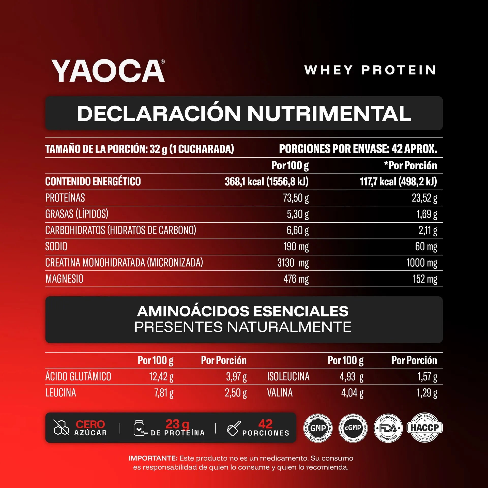 Whey Protein I Yaoca I 3 Lb I 42 Servicios I Sin Azúcar I Sabor Chocolate