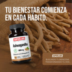 Ashwagandha 8800 mg Superlabs Nutrition 60 Cápsulas Extracto de Raíz 20:1 Suplemento Alimenticio para Estrés Relajación Energía y Bienestar General