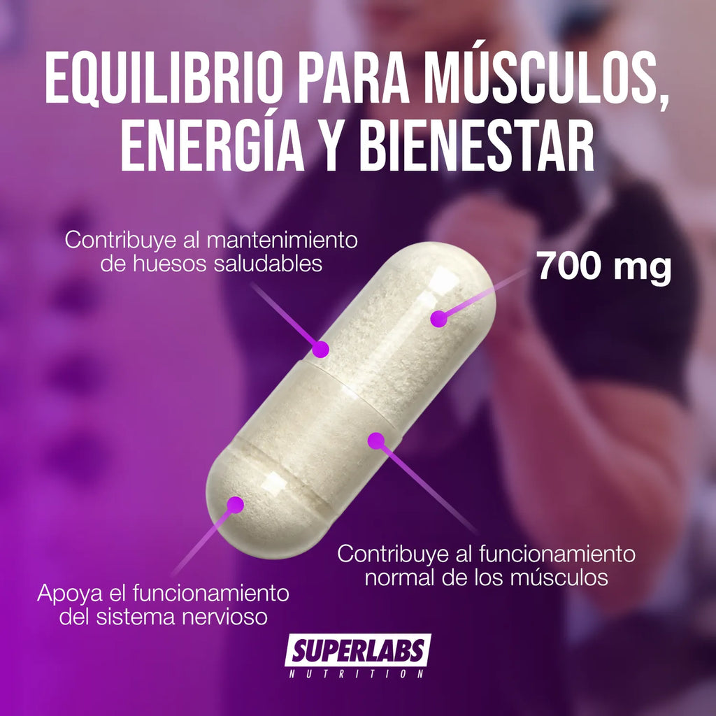 Citrato de Magnesio 325 mg Superlabs Nutrition 100 Cápsulas Suplemento Alimenticio para Función Muscular Sistema Nervioso y Equilibrio de Electrolitos