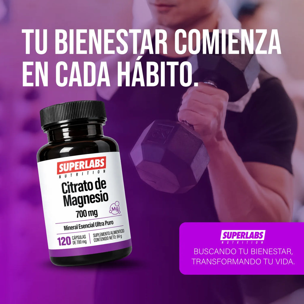 Citrato de Magnesio 325 mg Superlabs Nutrition 100 Cápsulas Suplemento Alimenticio para Función Muscular Sistema Nervioso y Equilibrio de Electrolitos