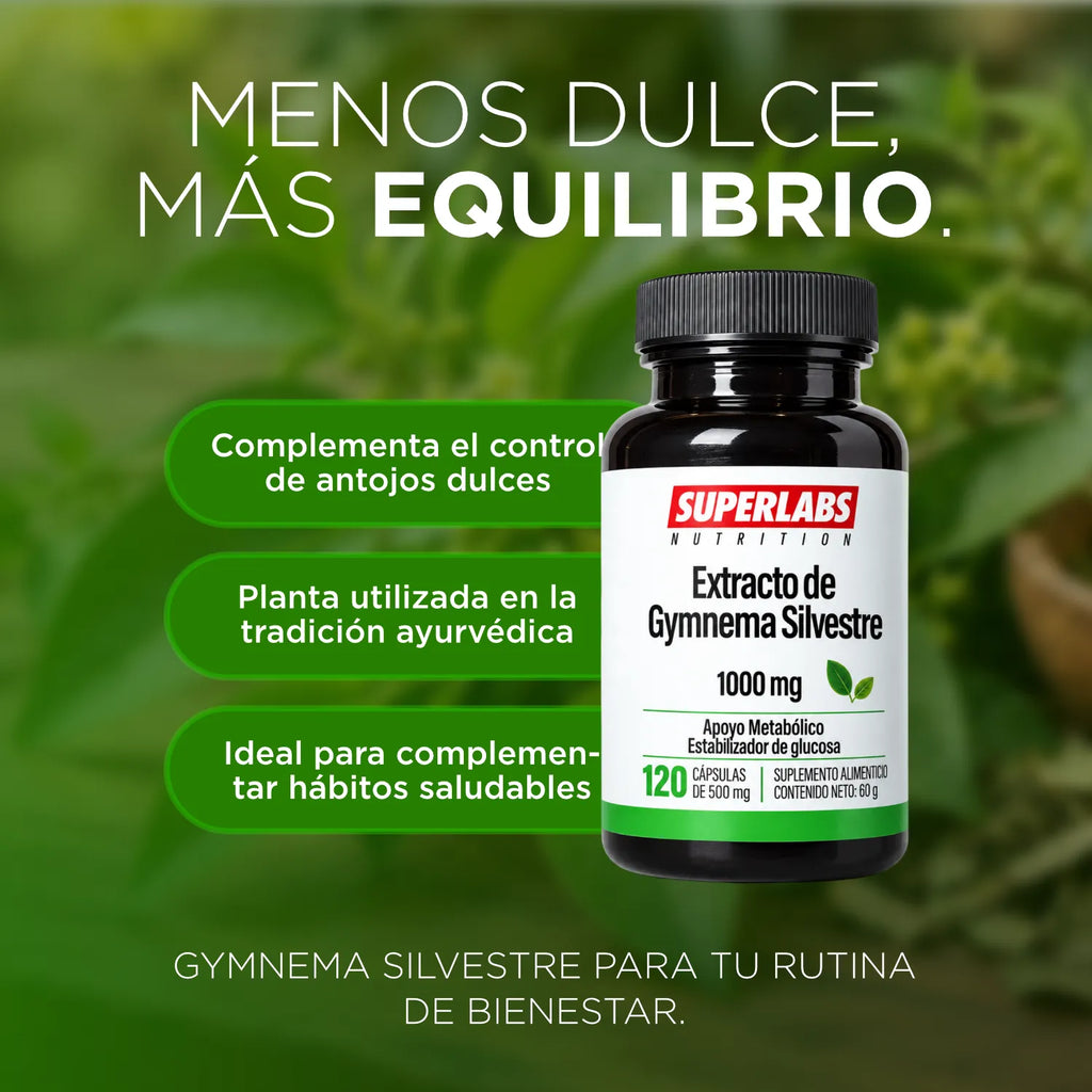 Gymnema Sylvestre 1000 mg Superlabs Nutrition 120 Cápsulas Suplemento Alimenticio para Apoyo Metabólico y Mantenimiento de Niveles Saludables de Glucosa