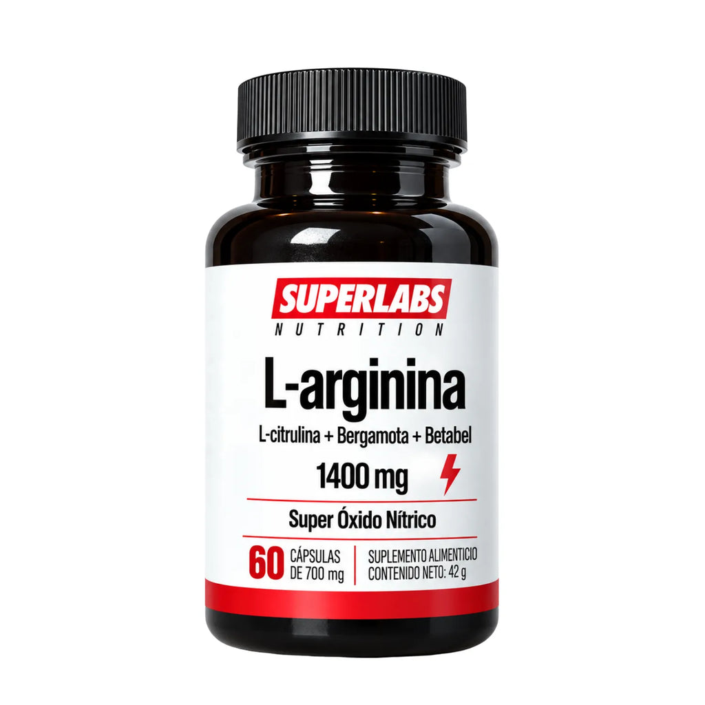 L-Arginina 1400 mg Superlabs Nutrition 60 Cápsulas Suplemento Alimenticio para Rendimiento Físico Circulación y Producción de Óxido Nítrico