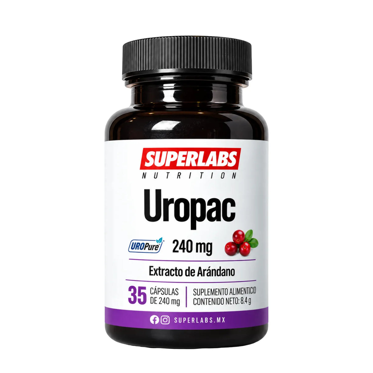 Uropac 240 mg Superlabs Nutrition 35 Cápsulas con Extracto de Arándano UROPure Suplemento Alimenticio para Apoyo y Bienestar de las Vías Urinarias