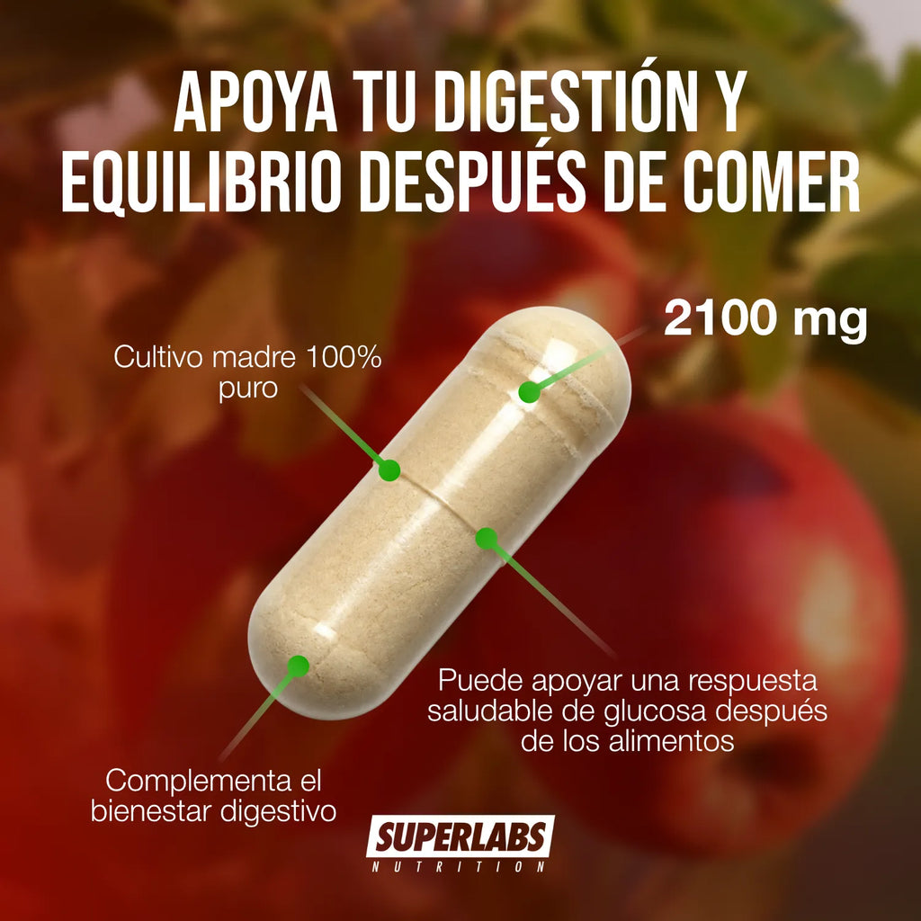 Vinagre de Manzana Superlabs Nutrition 100 Cápsulas con Cultivo Madre Suplemento Alimenticio para Apoyo Digestivo Metabólico y Bienestar General