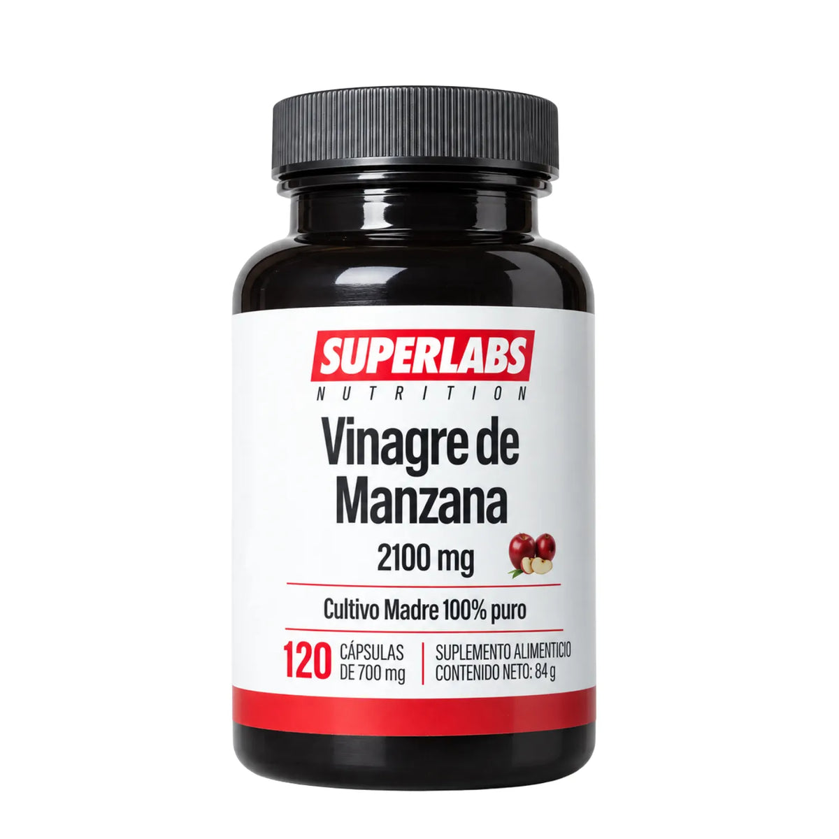 Vinagre de Manzana Superlabs Nutrition 100 Cápsulas con Cultivo Madre Suplemento Alimenticio para Apoyo Digestivo Metabólico y Bienestar General