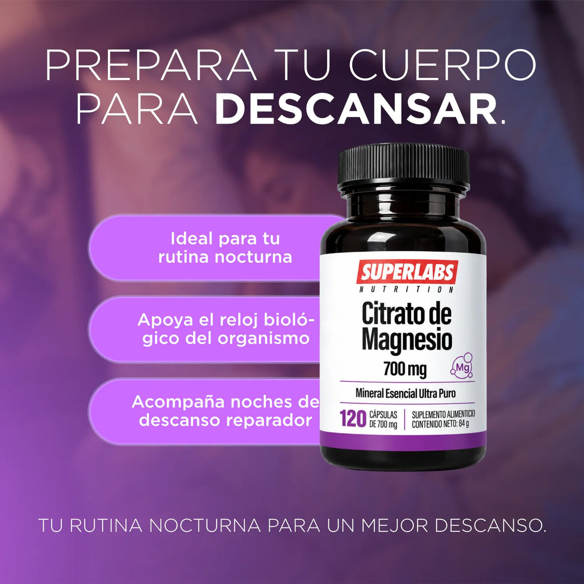 Melatonina Complex 586 mg Superlabs Nutrition con Magnesio GABA L-Teanina y 5-HTP Suplemento Alimenticio para Descanso Relajación y Sueño