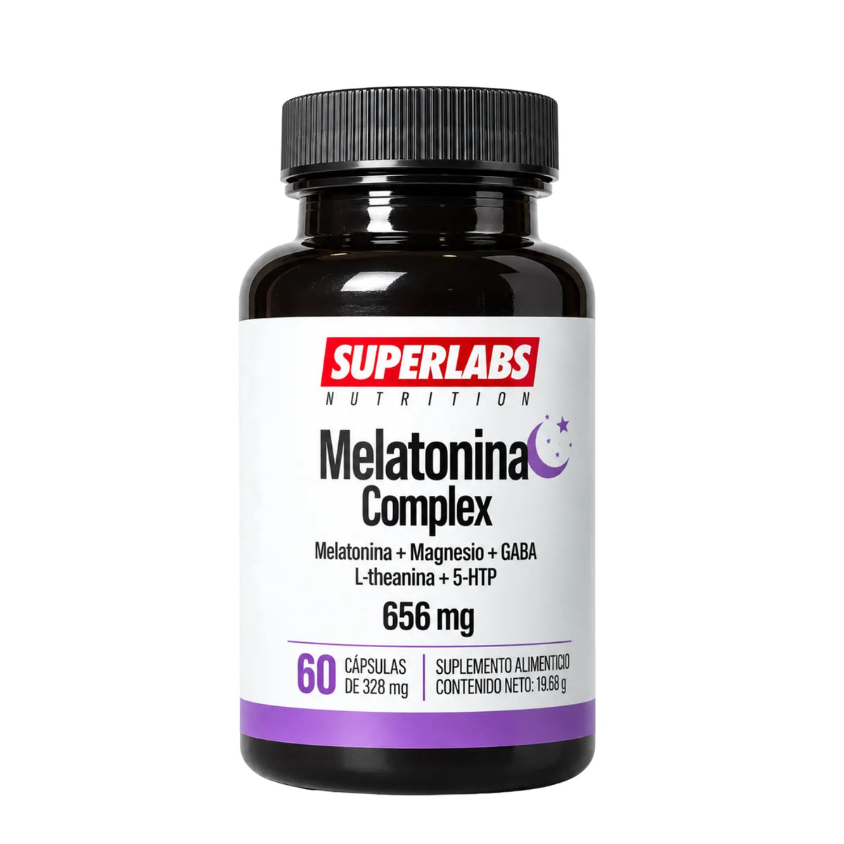 Melatonina Complex 586 mg Superlabs Nutrition con Magnesio GABA L-Teanina y 5-HTP Suplemento Alimenticio para Descanso Relajación y Sueño