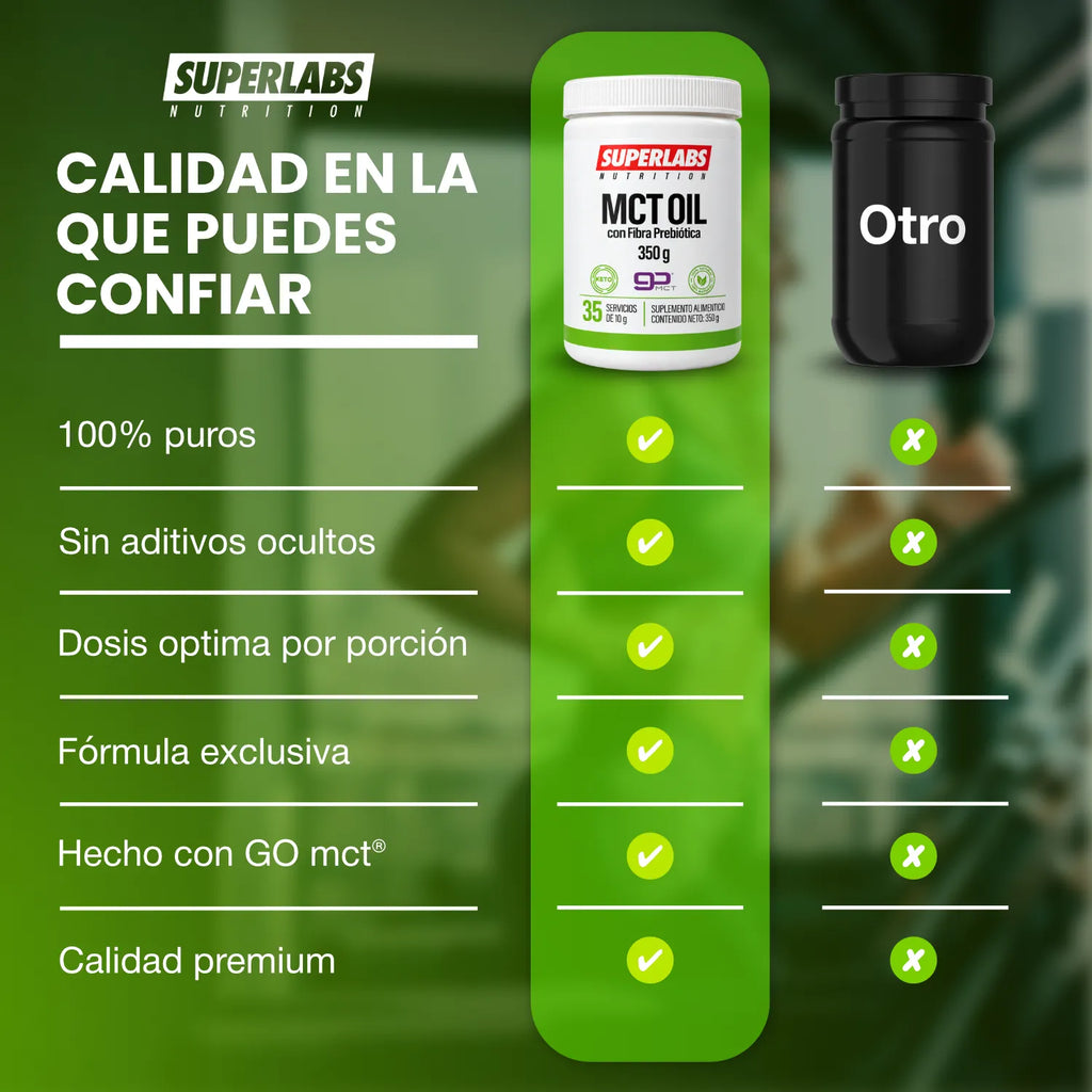 MCT Oil 350 g Superlabs Nutrition Aceite de Triglicéridos de Cadena Media Suplemento Alimenticio Fuente de Energía Rápida para Rendimiento y Dieta Keto