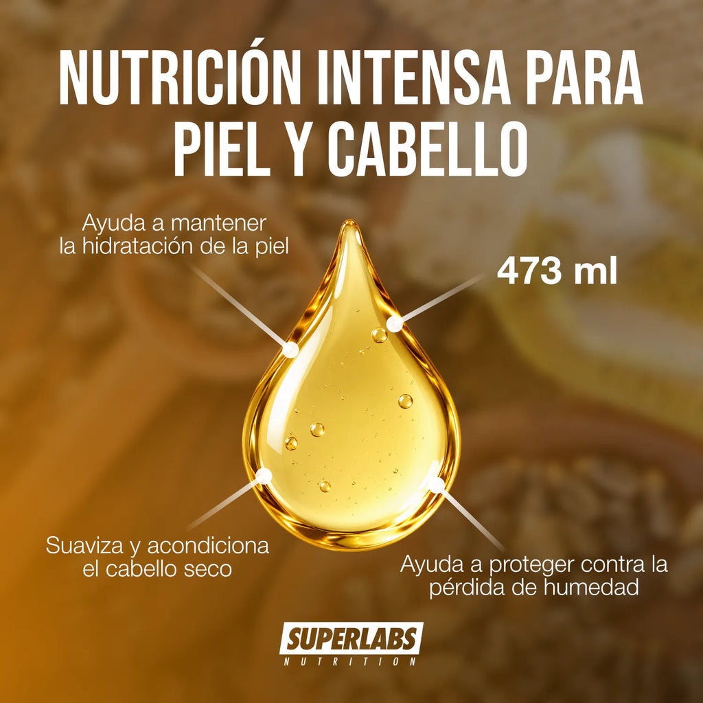 Aceite de Ricino 473 ml Superlabs Nutrition Castor Oil Aceite Natural para Cabello Pestañas Cejas Piel y Cuidado Corporal