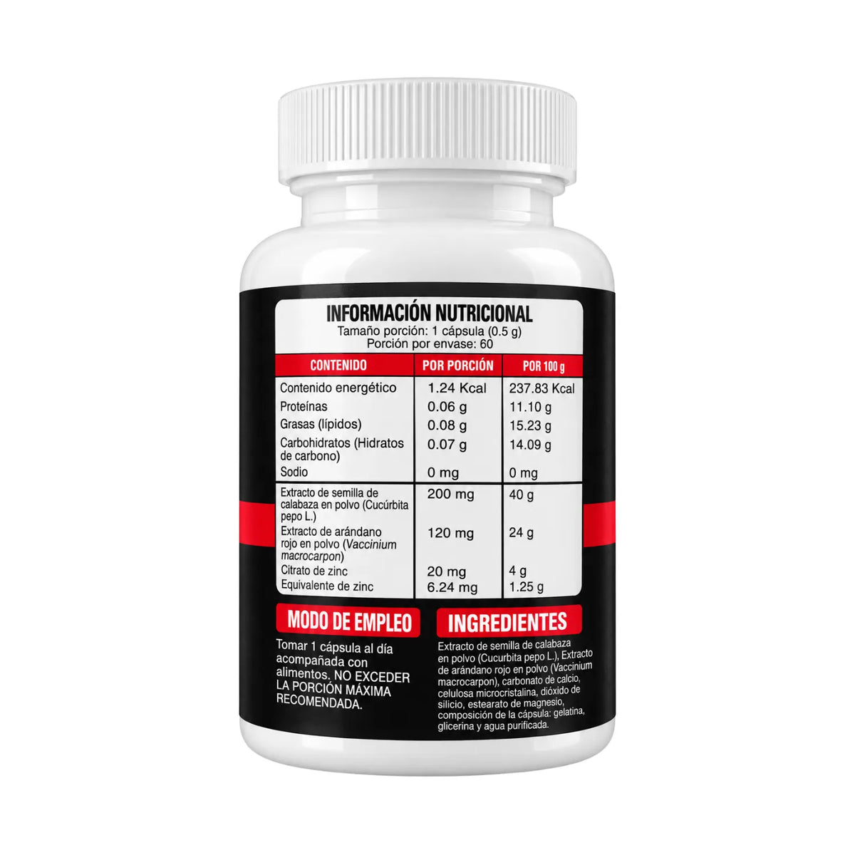 SUPERVITS ERONEX BLACK, FRASCO CON 60 CÁPSULAS DE 500 MG