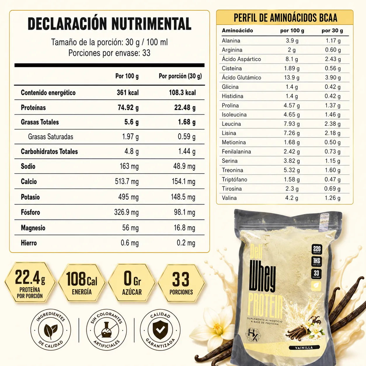 Holix Lab Whey Protein Deli 22g Proteína 1 Kg  Savor Vainilla