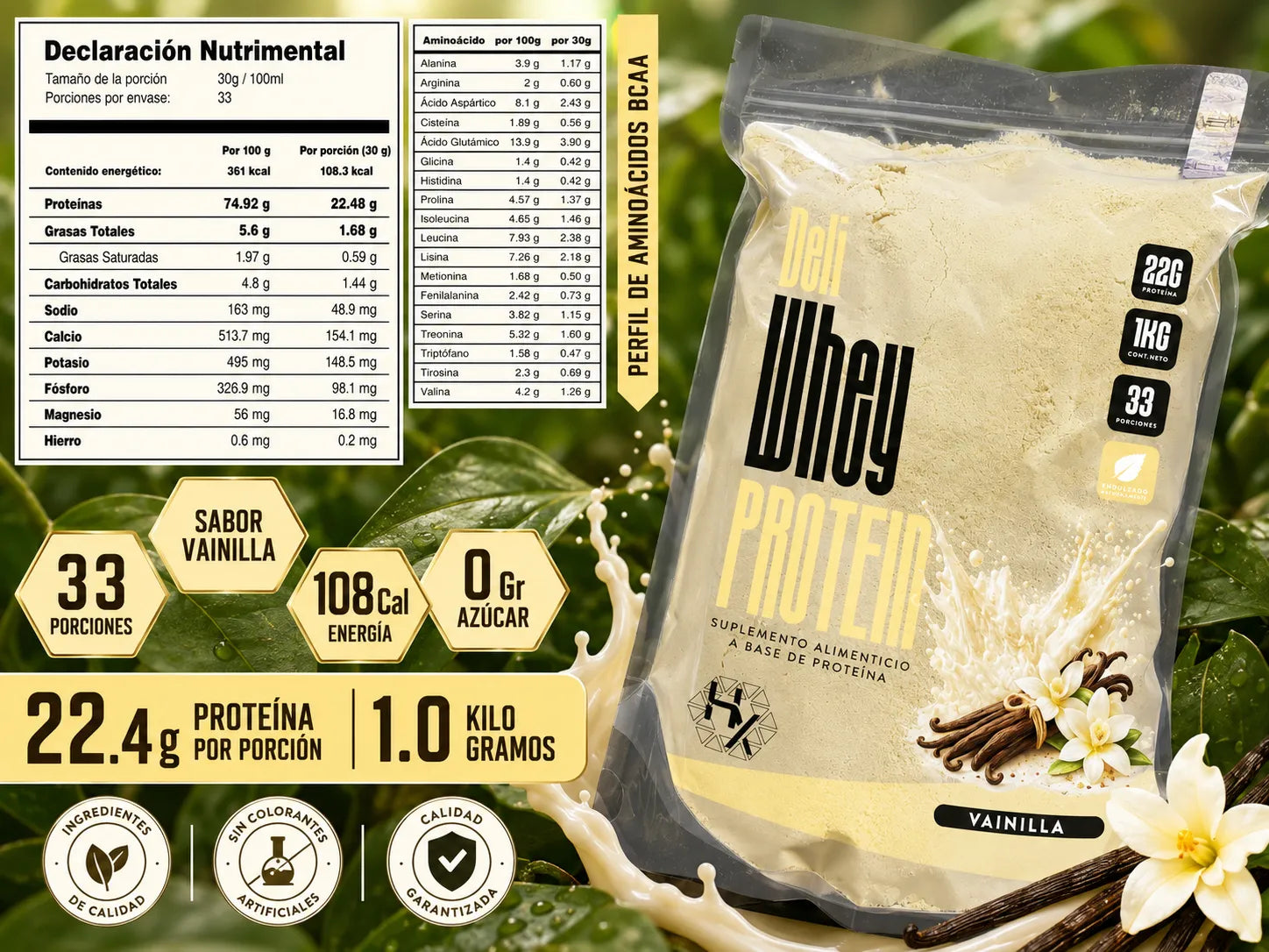 Holix Lab Whey Protein Deli 22g Proteína 1 Kg  Savor Vainilla