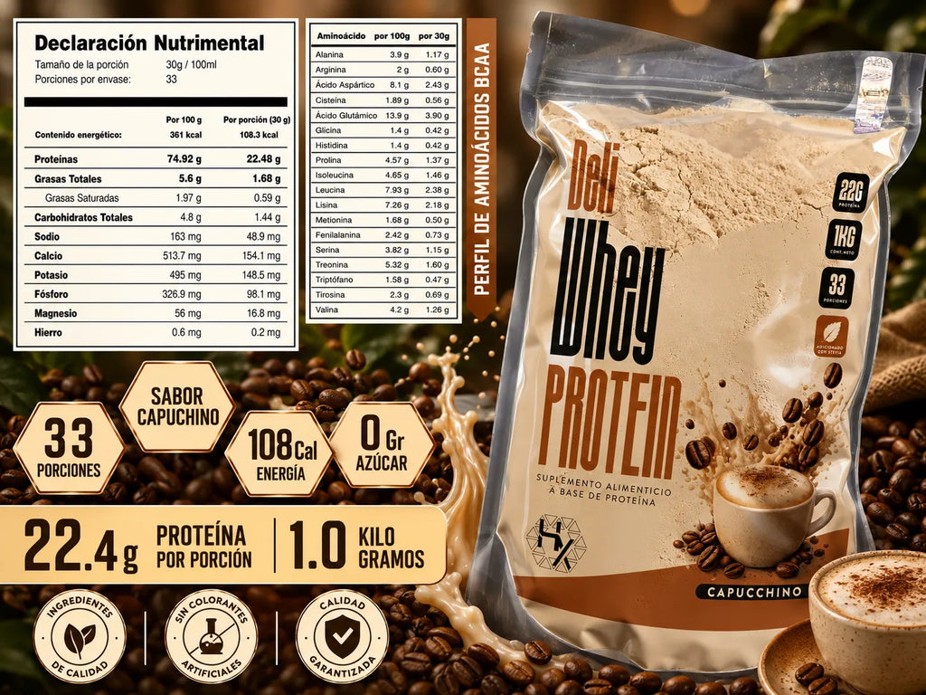Holix Lab Whey Protein Deli 22g Proteína 1 Kg Sabor Capuccino