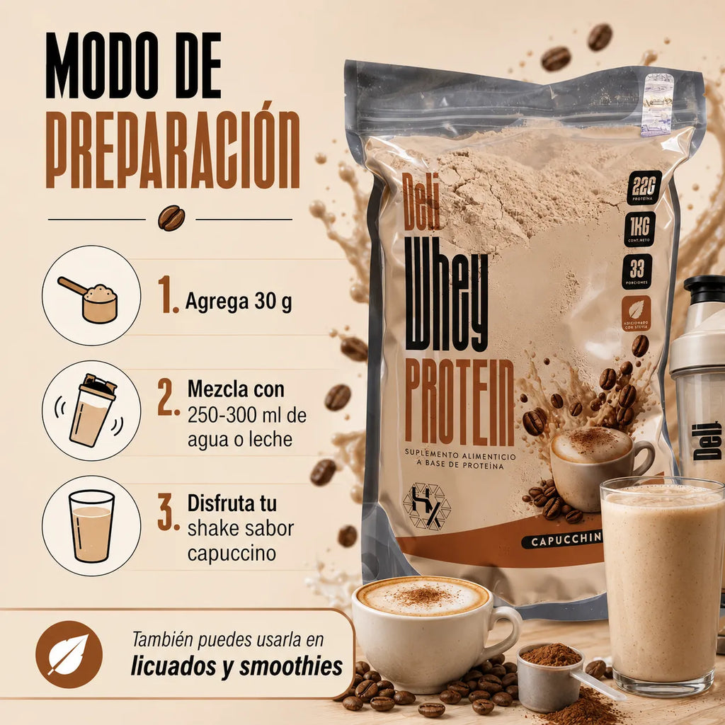 Holix Lab Whey Protein Deli 22g Proteína 1 Kg Sabor Capuccino