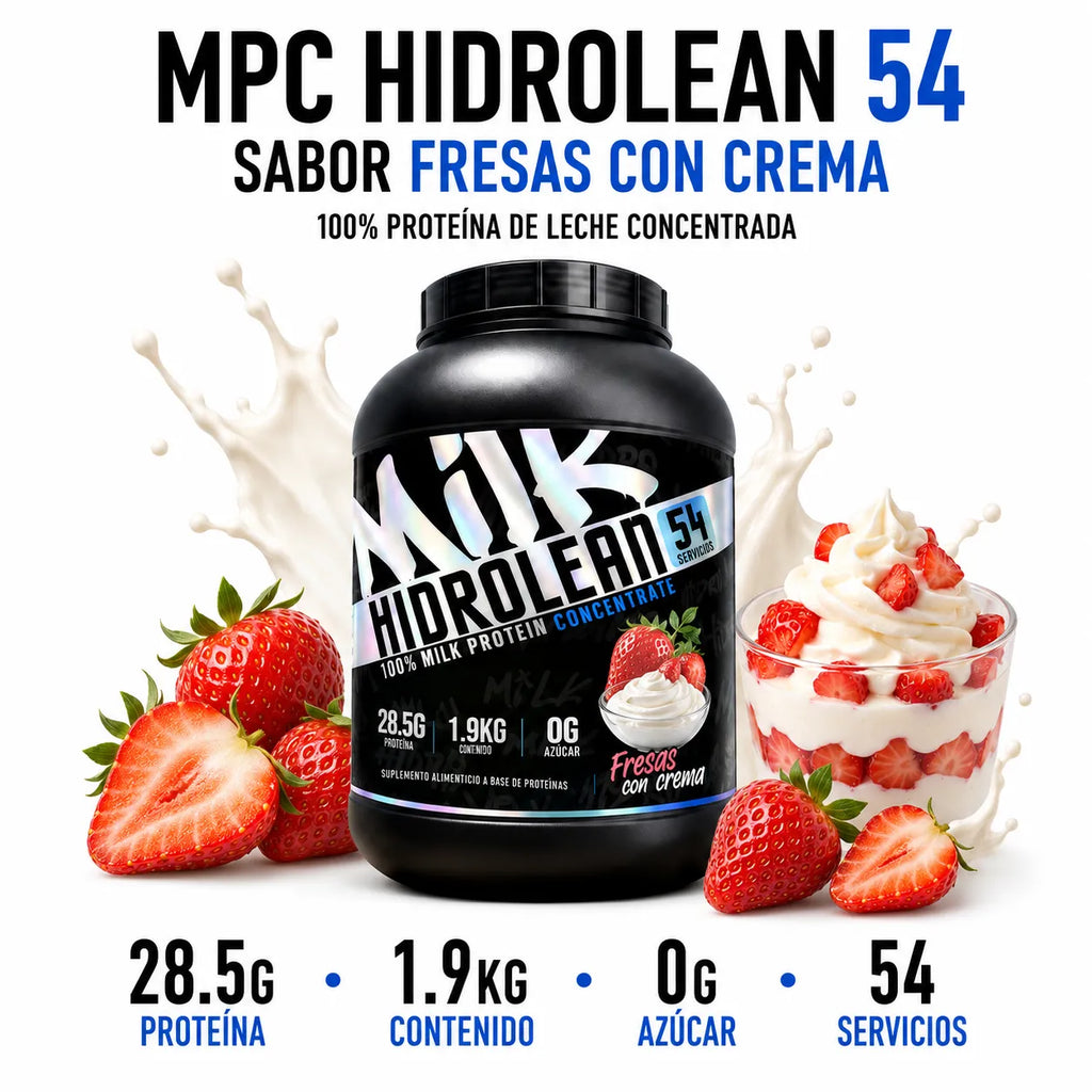 Holix Lab Proteína Milk Hidrolean Concentrada 1.9 Kg 54 Serv Fresas con crema