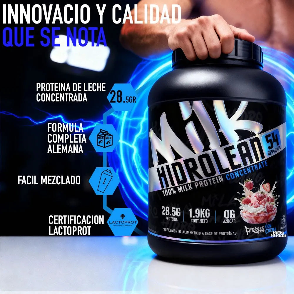 Holix Lab Proteína Milk Hidrolean Concentrada 1.9 Kg 54 Serv Fresas con crema