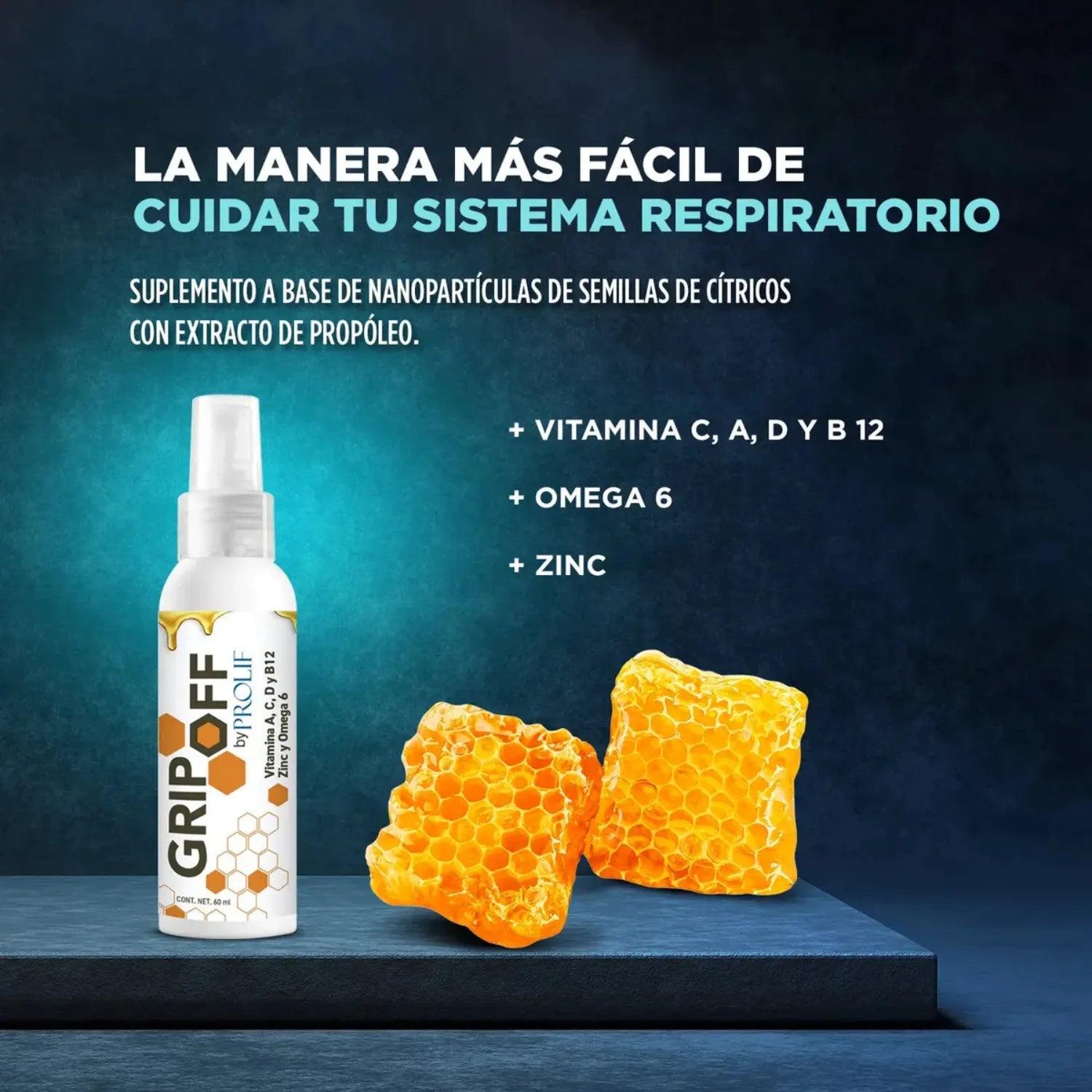 Prolif grip off nanopartículas de semillas de cítricos con extracto de propóleo frasco atomizador 60 ml