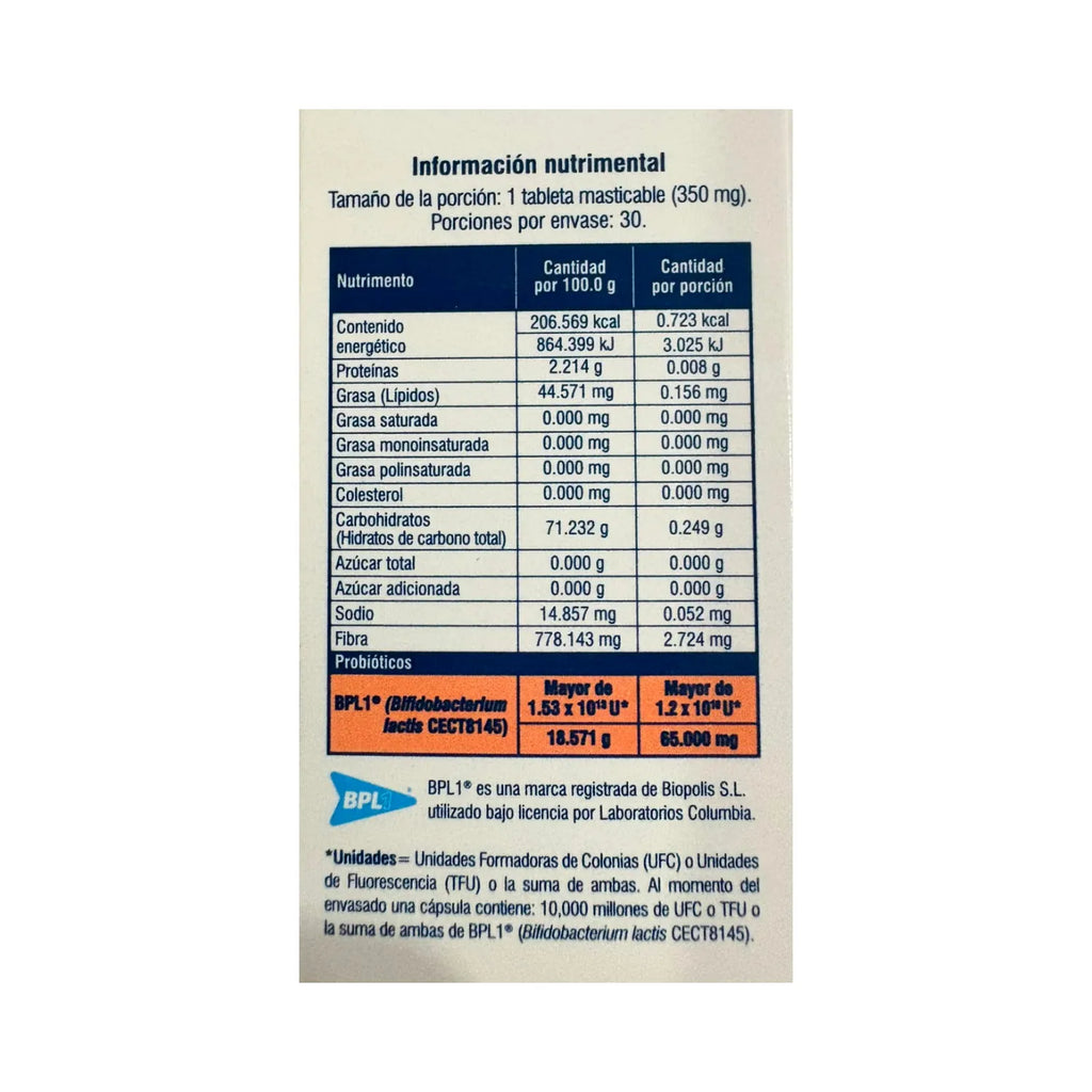 Microbiot Fit Fibra Y Probióticos 30 Tabletas Masticables 350 mg