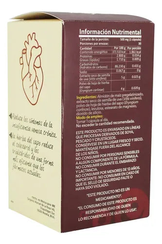 Natural Health Kolestol | Semilla de Uva | 30 Cápsulas de 500 mg | Antioxidantes Naturales | Suplemento Alimenticio