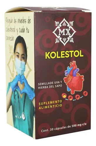 Natural Health Kolestol | Semilla de Uva | 30 Cápsulas de 500 mg | Antioxidantes Naturales | Suplemento Alimenticio