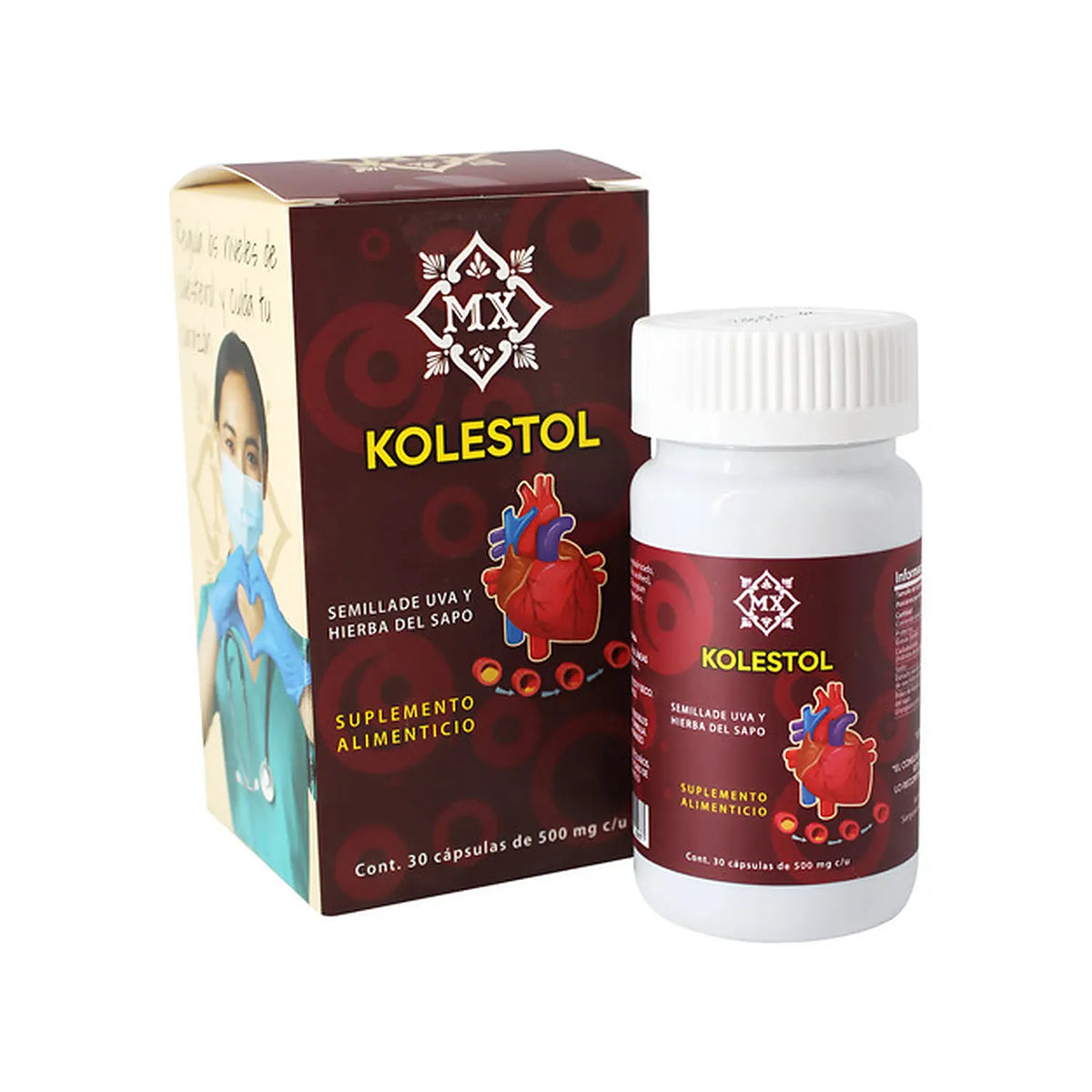 Natural Health Kolestol | Semilla de Uva | 30 Cápsulas de 500 mg | Antioxidantes Naturales | Suplemento Alimenticio
