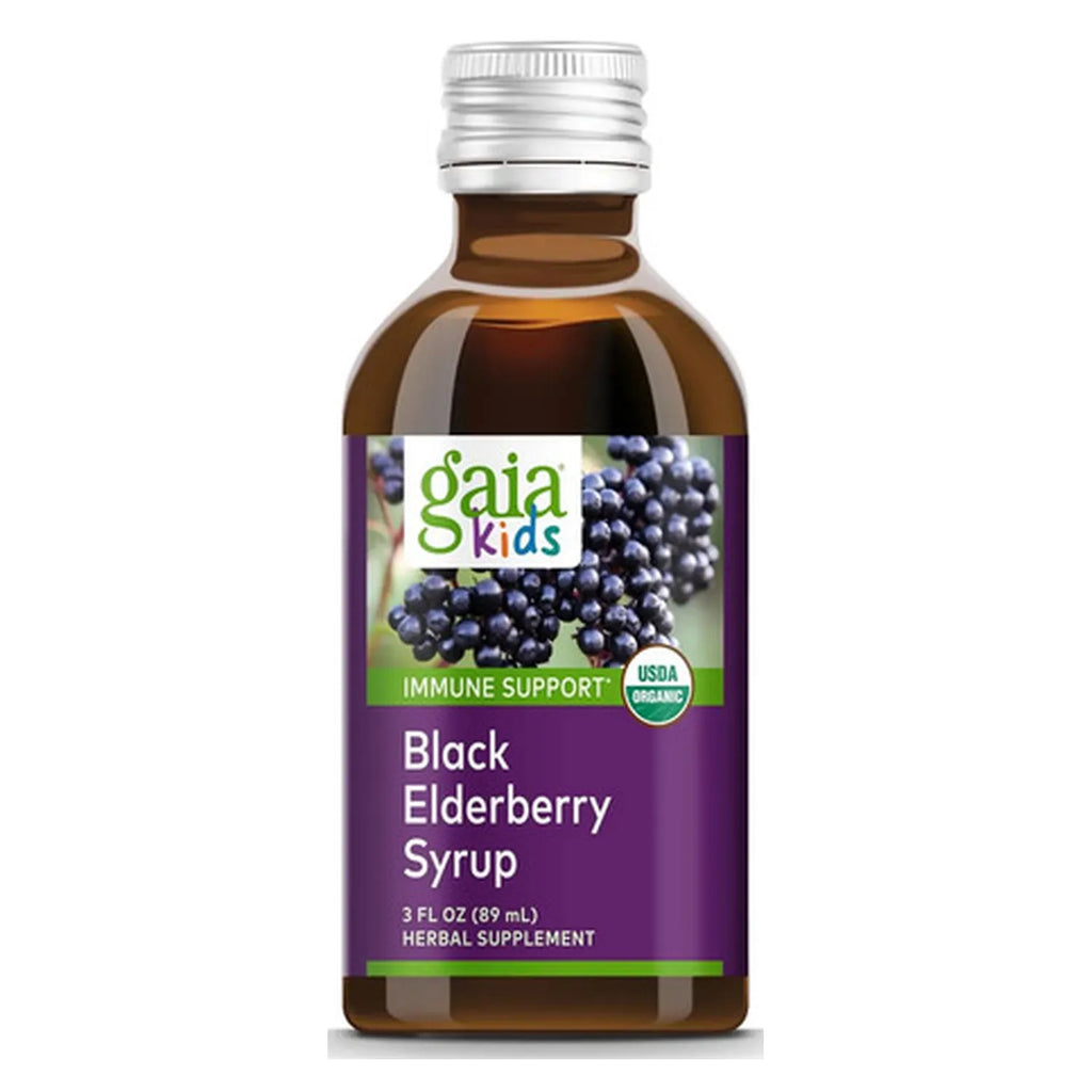 GAIA HERBS | GaiaKids Black Elderberry Jarabe de Saúco Negro con Acerola | 89 ml | Apoyo al Sistema Inmunológico Infantil y Antioxidantes