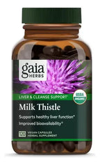 GAIA HERBS | Cardo Mariano Orgánico Milk Thistle con Silimarina | 120 Cápsulas Veganas | Apoyo a la Salud Hepática y Bienestar Digestivo