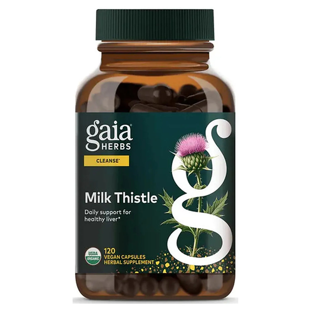GAIA HERBS | Cardo Mariano Orgánico Milk Thistle con Silimarina | 120 Cápsulas Veganas | Apoyo a la Salud Hepática y Bienestar Digestivo