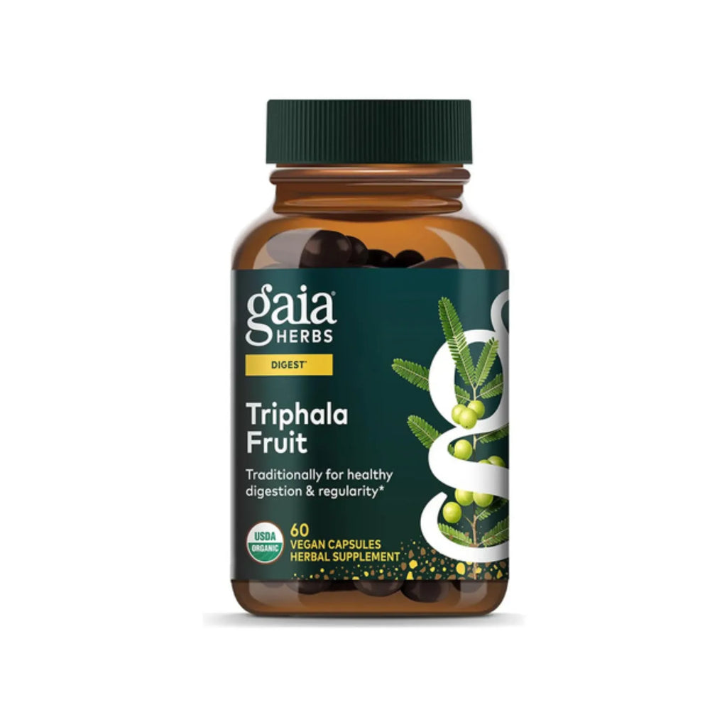 GAIA HERBS | Triphala Fruit Mezcla de 3 Frutas Orgánicas 500 mg | 60 Cápsulas Veganas | Salud Digestiva y Regularidad Intestinal